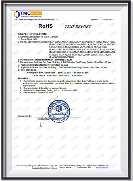 Bullet Cam ROHS Report-TMC160127001-C